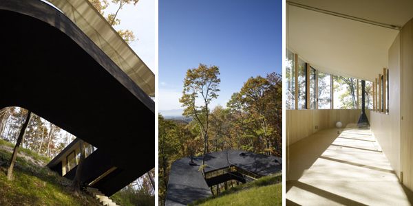 Japanese Home Design &ndash; a glass home hangs on a steep slope like a bird nest, not for the faint of he