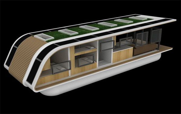 Eco-Friendly Mobile Floating Architecture - off the grid solar home