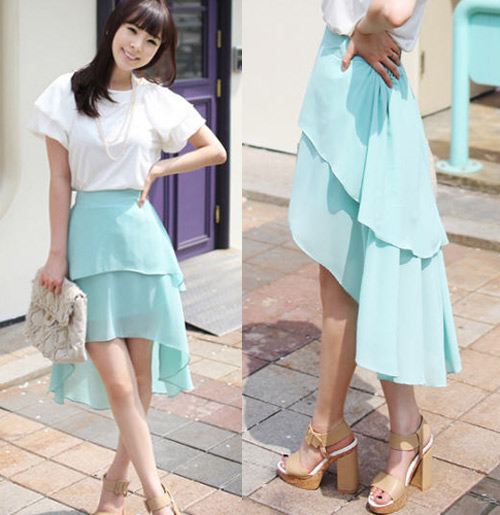 แฟชั่น กระโปรงหน้าสั้นหลังยาว เก๋ไก๋มีสไตล์แบบฉบับเซ็กซี่เกิร์ล