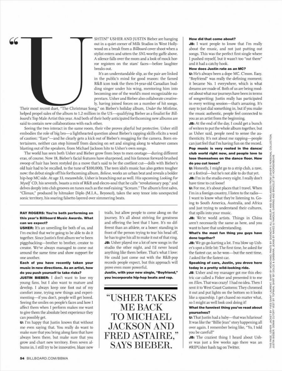 Usher & Justin bieber @ Billboard Magazine May 2012