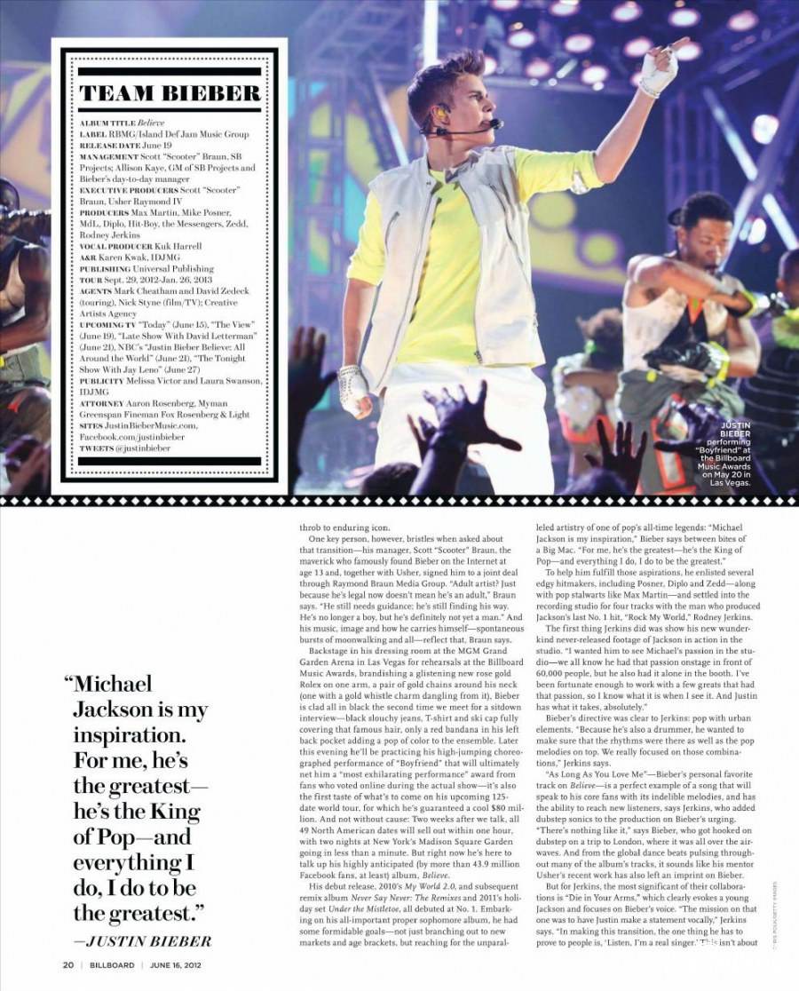 Justin bieber @ Billboard Magazine June 2012