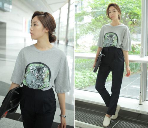 แฟชั่น เสื้อยืด พิมพ์ลายสัตว์ น่ารัก ๆ