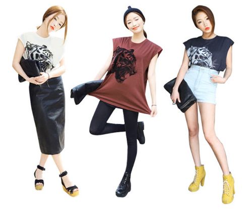 แฟชั่น เสื้อยืด พิมพ์ลายสัตว์ น่ารัก ๆ