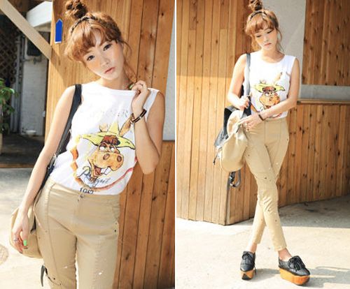 แฟชั่น เสื้อยืด พิมพ์ลายสัตว์ น่ารัก ๆ