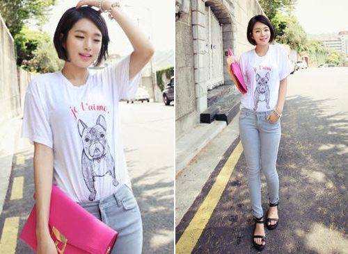 แฟชั่น เสื้อยืด พิมพ์ลายสัตว์ น่ารัก ๆ