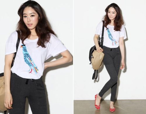 แฟชั่น เสื้อยืด พิมพ์ลายสัตว์ น่ารัก ๆ