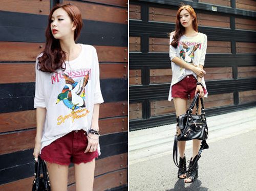 แฟชั่น เสื้อยืด พิมพ์ลายสัตว์ น่ารัก ๆ