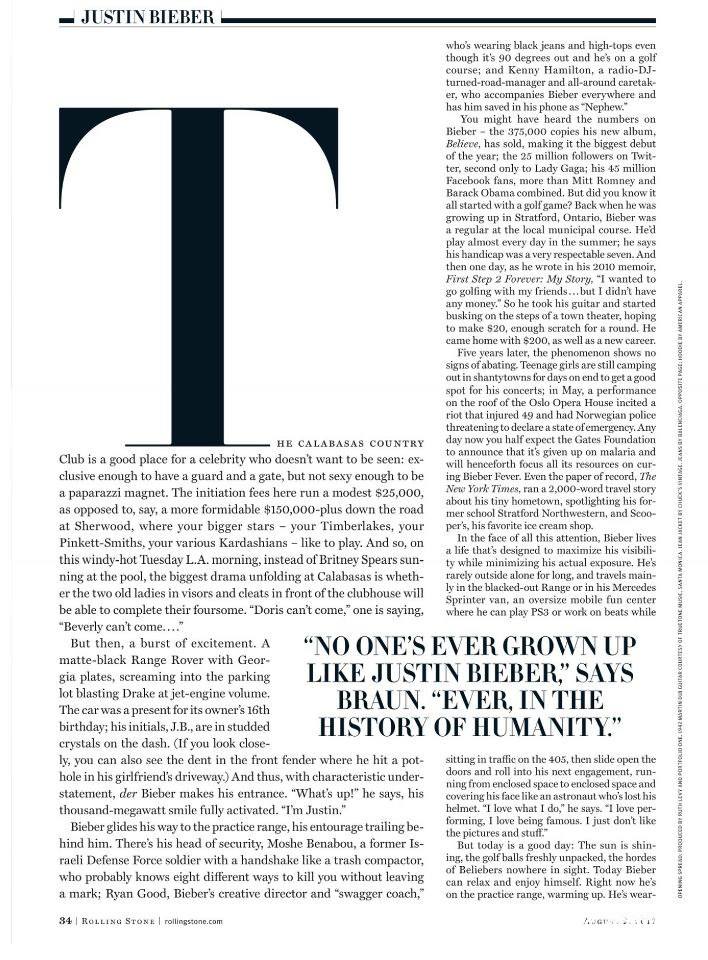 นิตยสารjusti bieber  Rolling Stone - August 2012