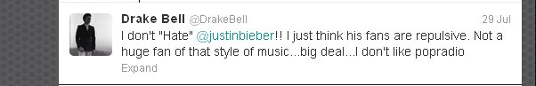Drake bell tweet justin bieber