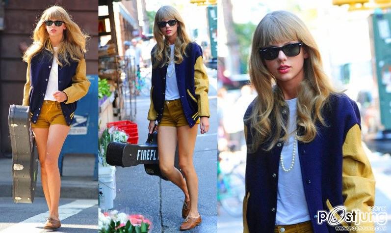 Taylor Swift เดินถือกีตาร์ในนิวยอร์ค!...31/8/55