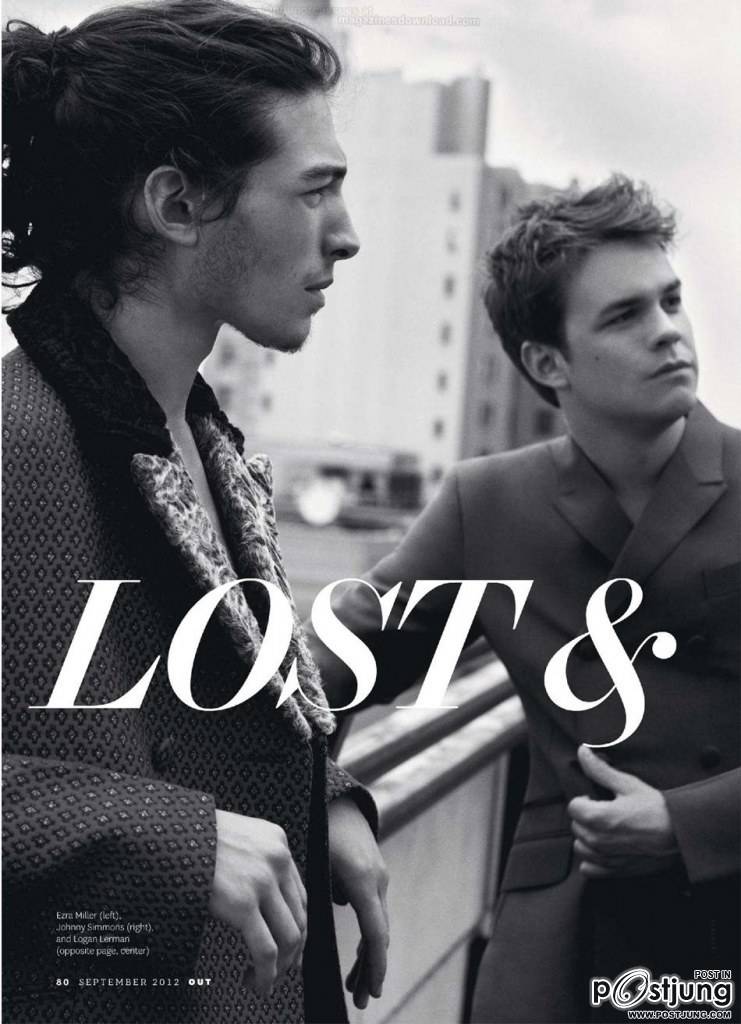 Ezra Miller, Logan Lerman & Johnny Simmons @ Out Magazine September 2012