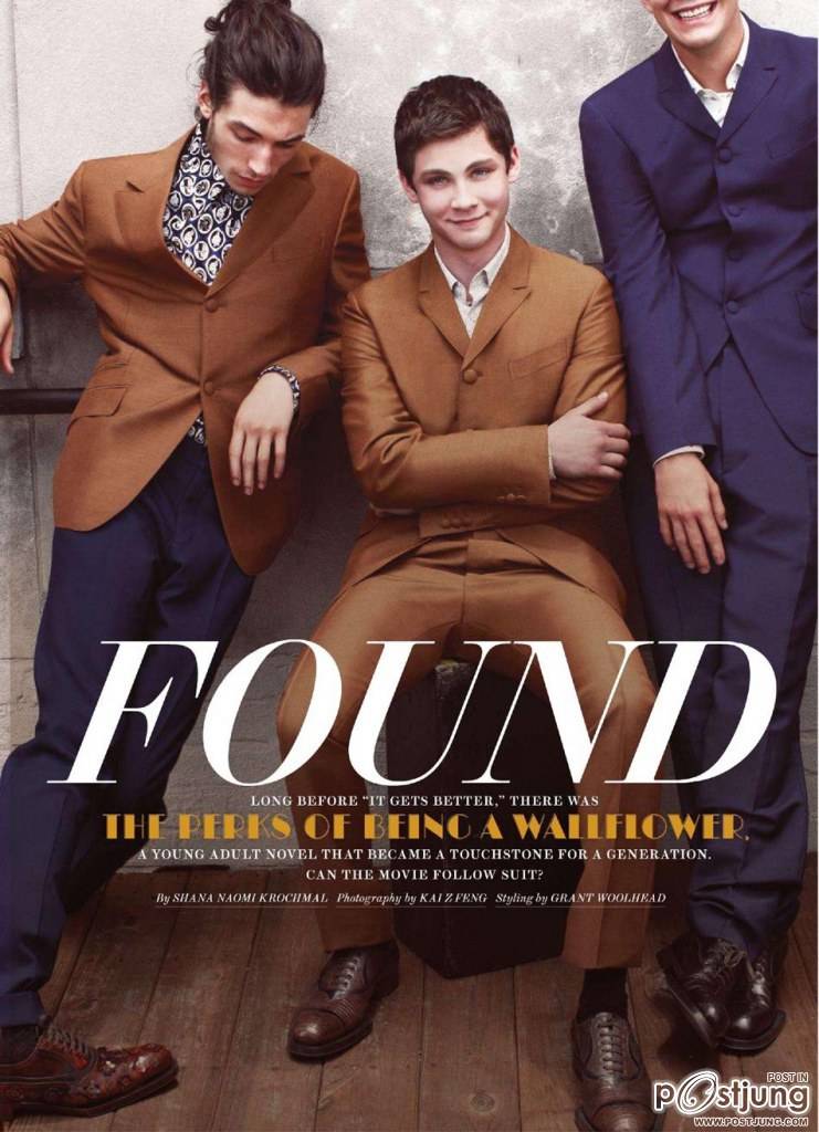 Ezra Miller, Logan Lerman & Johnny Simmons @ Out Magazine September 2012
