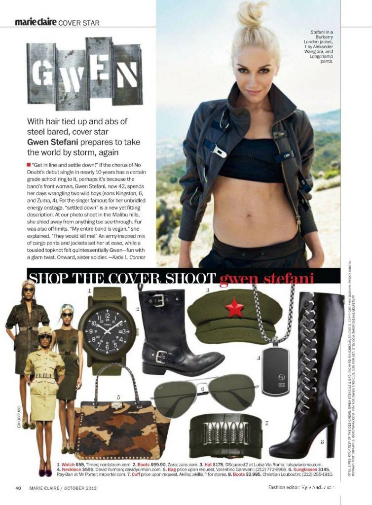 Gwen Stefani @ Marie Claire US October 2012
