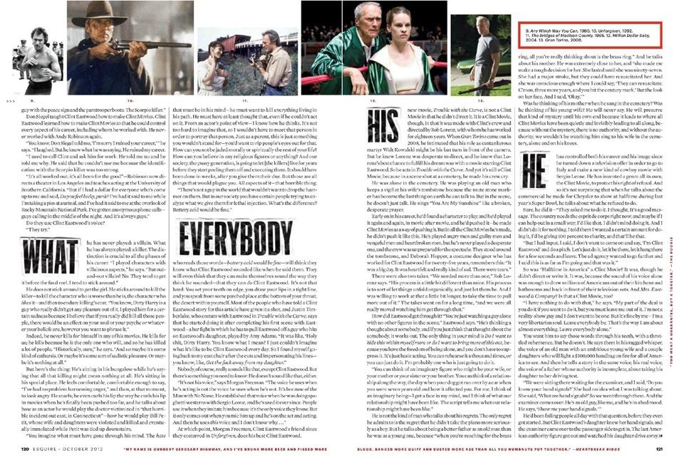 Clint Eastwood @ Esquire US October 2012