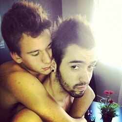 Men hugging