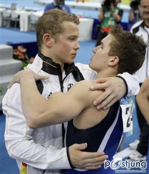 Men hugging