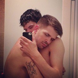 Men hugging