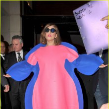 Lady Gaga: Oversized Pink & Blue Dress in France!