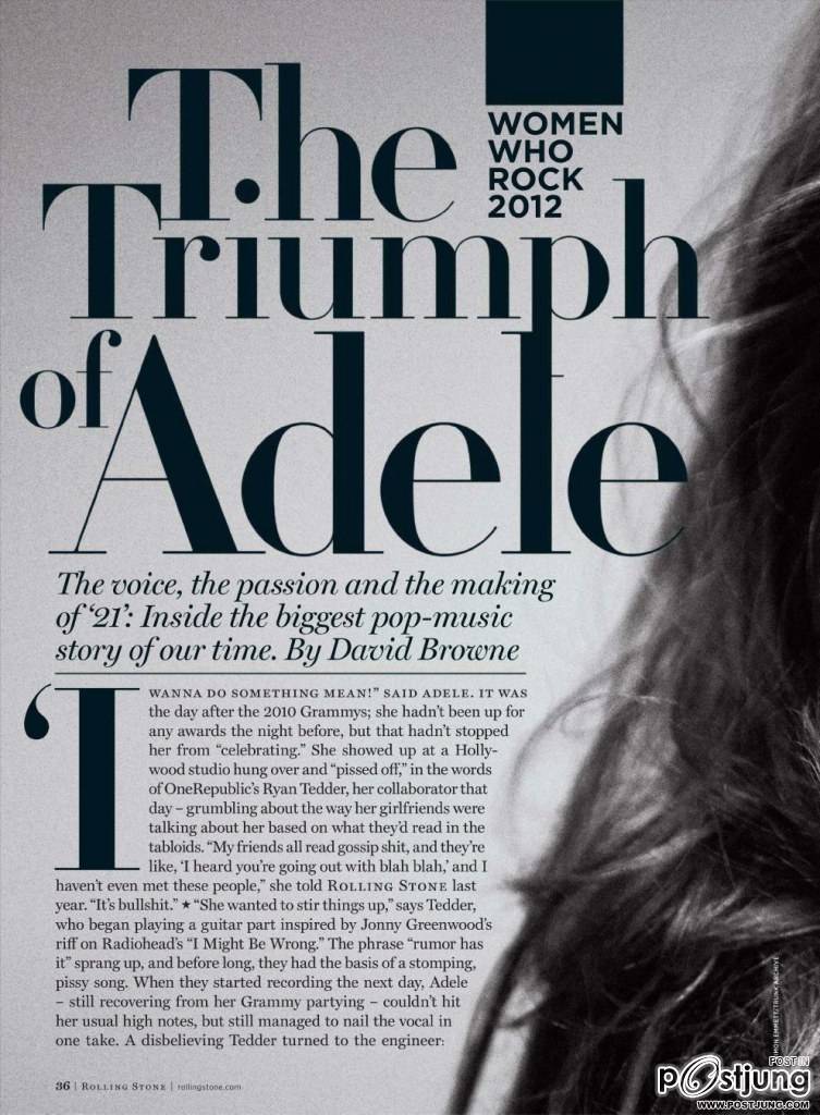 Adele @ Rolling Stone USA issue 1167 October 2012