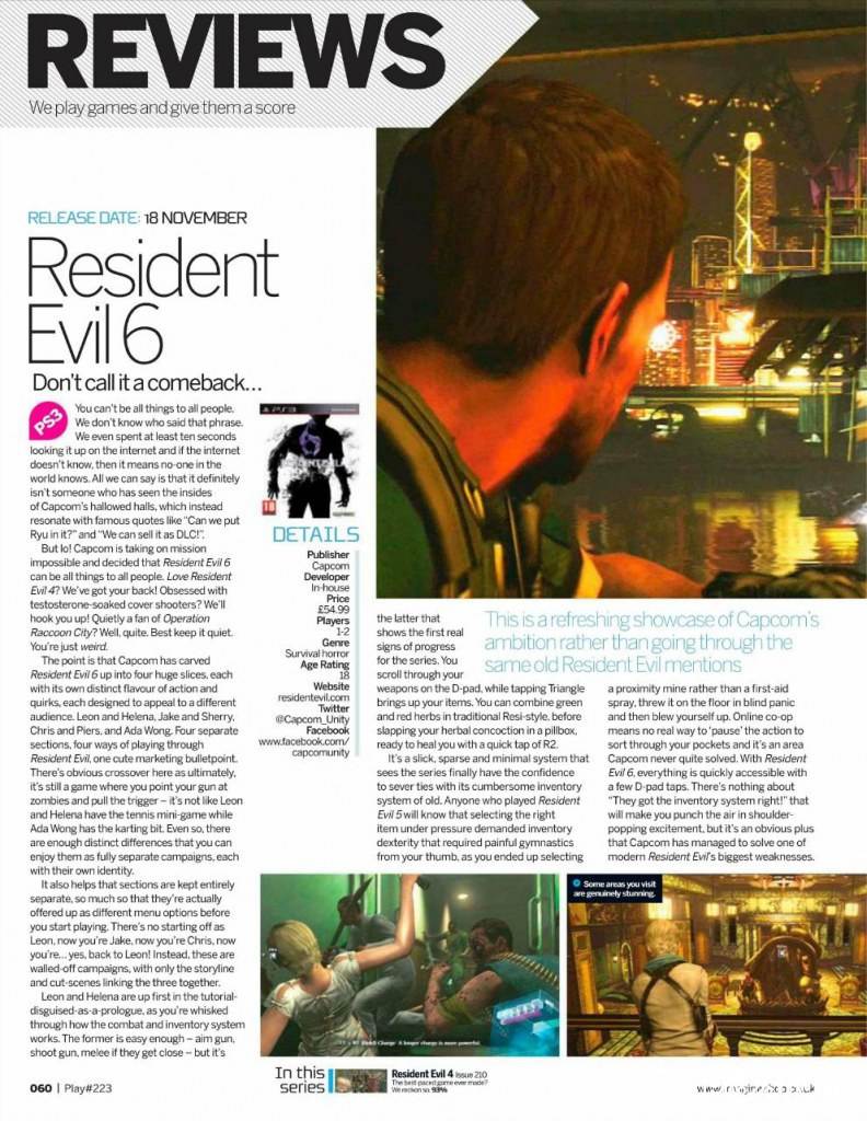 Resident Evil 6 @ PLAY UK issue 223 October 2012