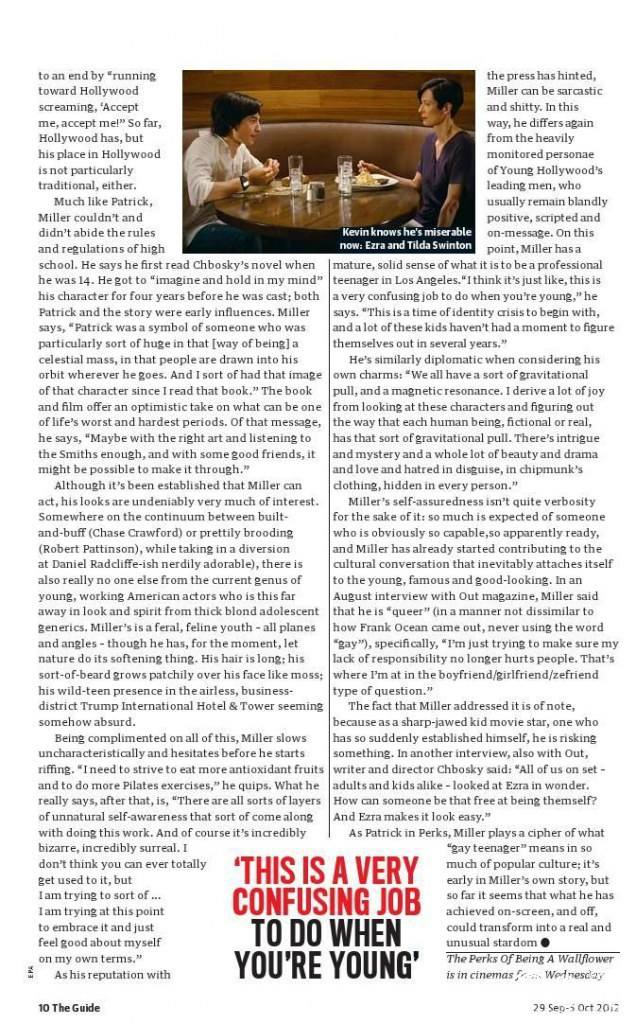 Ezra Miller @ the guardian : The Guide October 2012