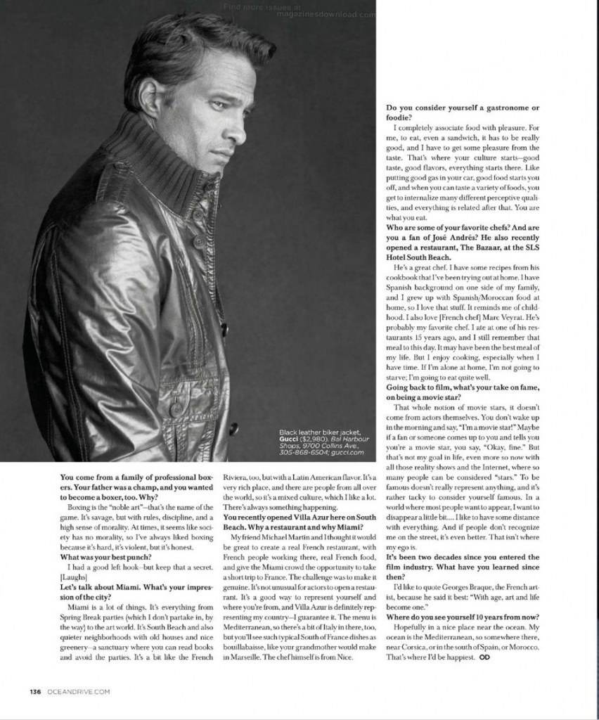 Olivier Martinez @ Ocean Drive Magazine October 2012
