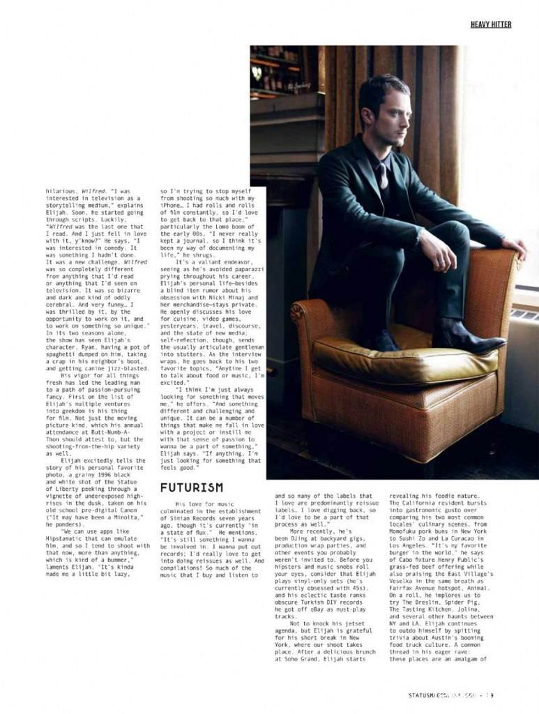 Elijah Wood @ Status Magazine October 2012