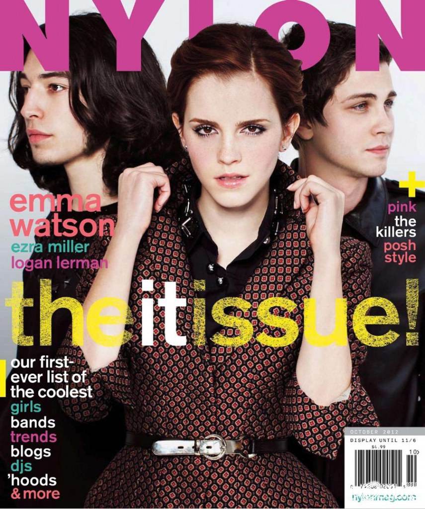 Emma Watson, Logan Lerman & Ezra Miller @ Nylon magazine October 2012