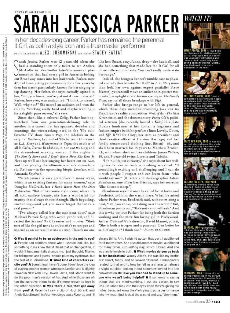 Sarah Jessica Parker @ Elle US November 2012