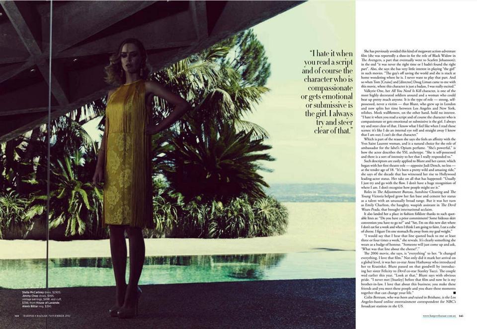 Emily Blunt @ Harper’s Bazaar Australia November 2012
