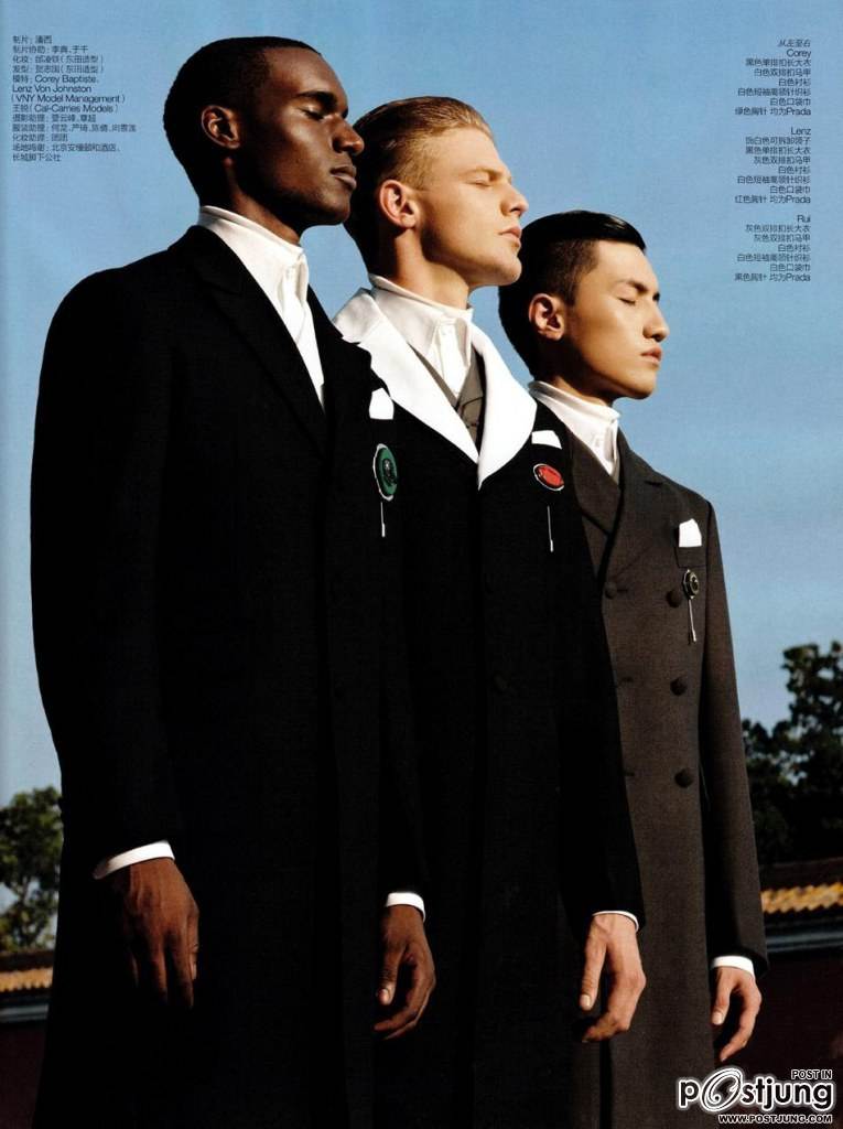 Corey Baptiste, Lenz Von Johnston & Wang Rui @ GQ Style China October 2012