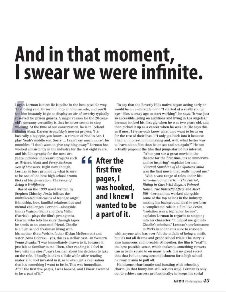 Logan lerman @ FAULT Magazine October 2012