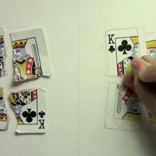 Illustrator Mark Crilley Shreads a Playing Card and Draws a Photo Realistic Copy