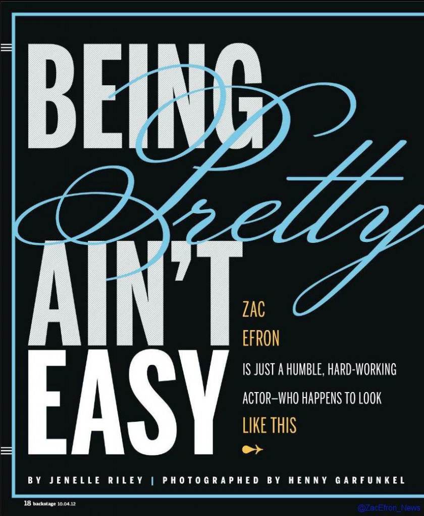 Zac Efron @ Backstage Magazine October 2012