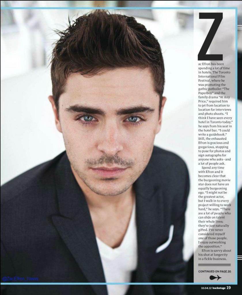 Zac Efron @ Backstage Magazine October 2012