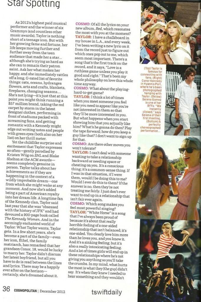 Taylor Swift @ Cosmopolitan USA December 2012