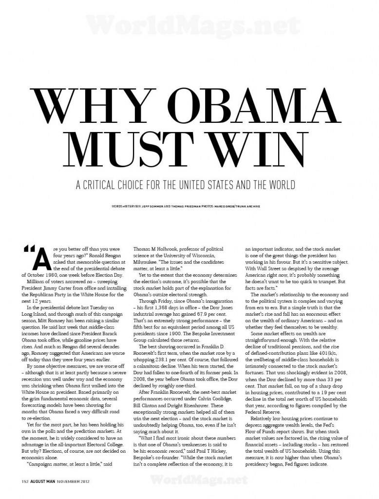 Barack Obama @ August Man Singapore November 2012