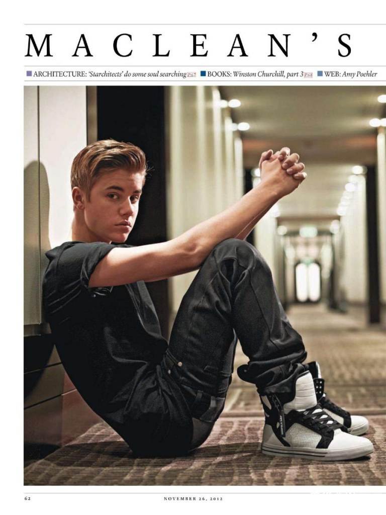 Justin Bieber @ Maclean's Magazine November 2012