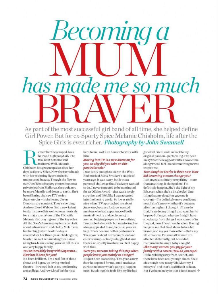 [Spice girls] Mel C @ Housekeeping Magazine November 2012