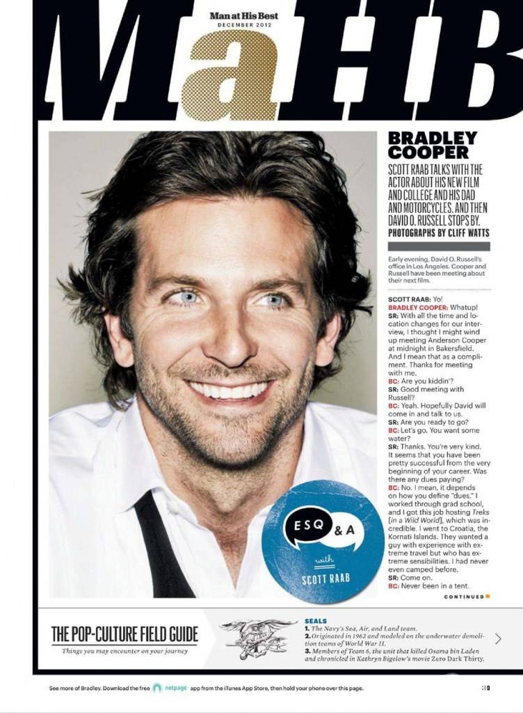 Bradley Cooper @ Esquire US December 2012
