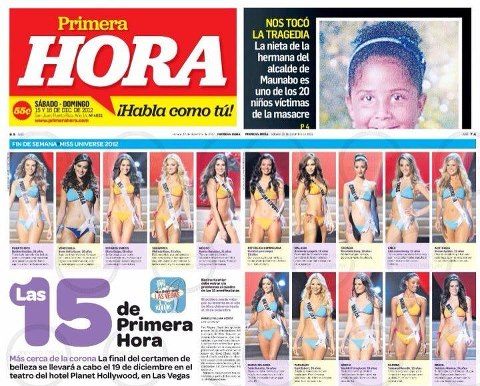 Top 15 Miss Universe 2012 จากสื่อหนังสือพิมพ์ประเทศเปอร์โตริโก้