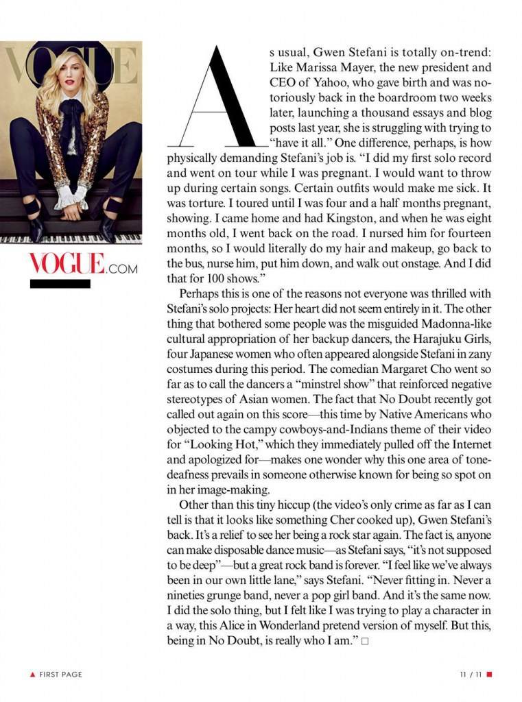 Gwen Stefani @ Vogue US January 2013