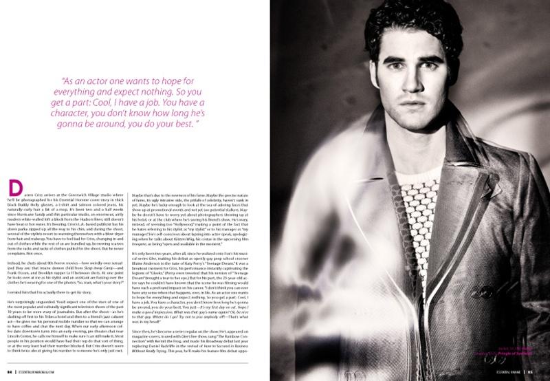 Darren Criss @  Essential Homme January/February 2013