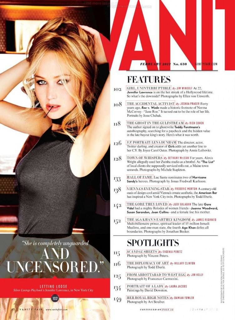 Jennifer Lawrence @ Vanity Fair February 2013