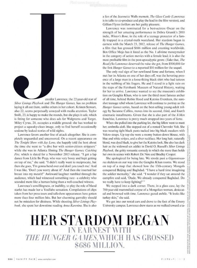 Jennifer Lawrence @ Vanity Fair February 2013