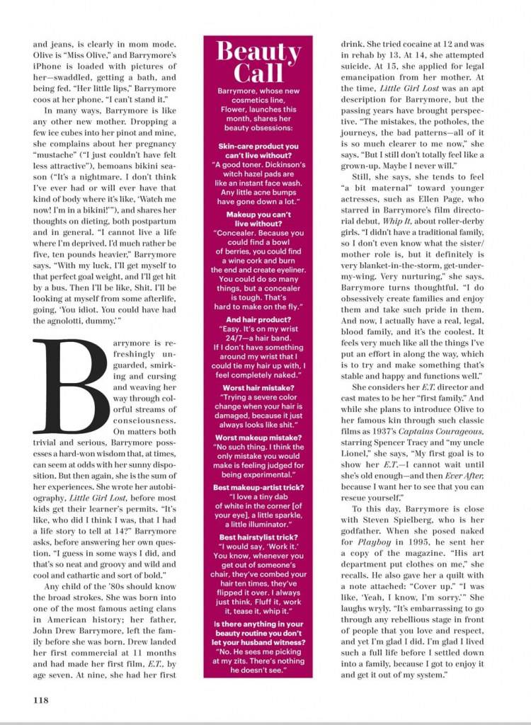 Drew Barrymore @ Allure January 2013