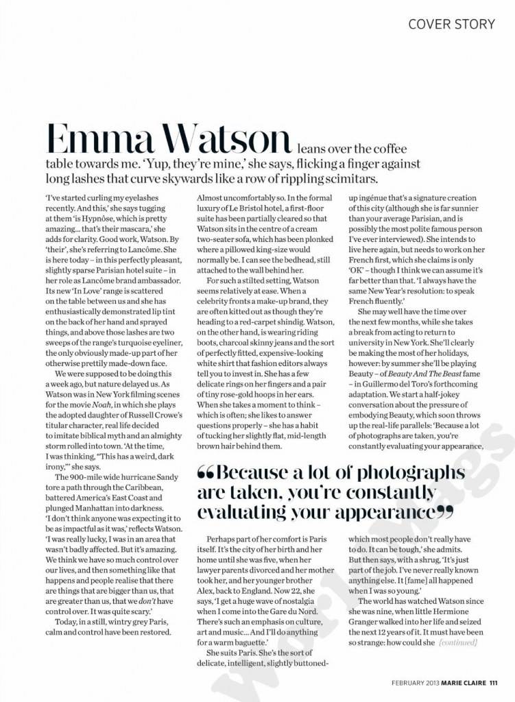 Emma Watson @ Marie Claire UK February 2013