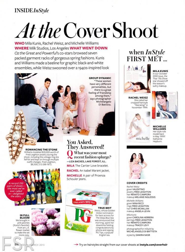 Mila Kunis, Michelle Williams, Rachel Weisz @ InStyle USA March 2013