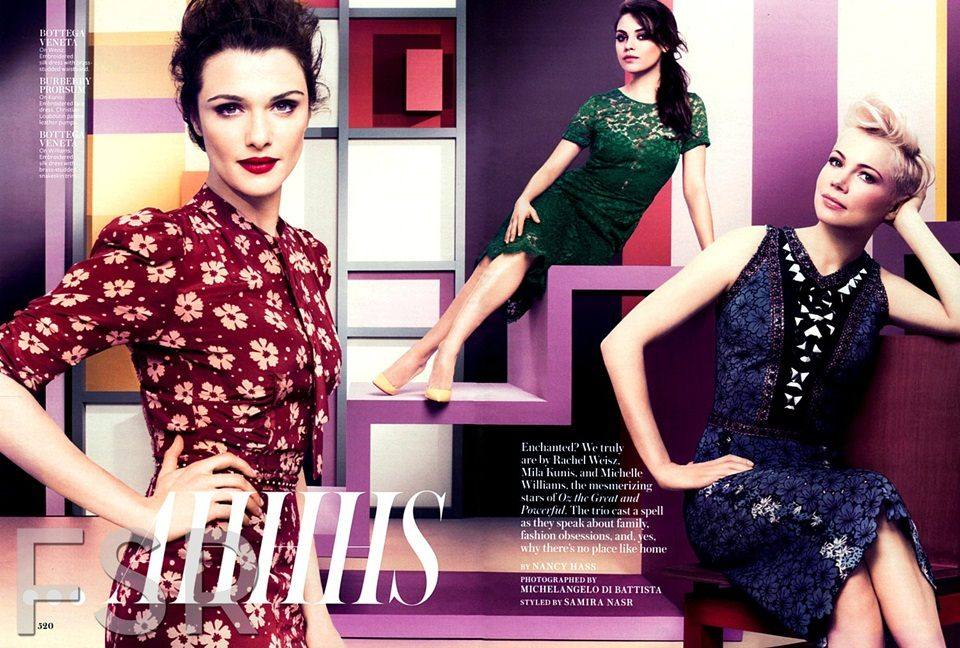 Mila Kunis, Michelle Williams, Rachel Weisz @ InStyle USA March 2013
