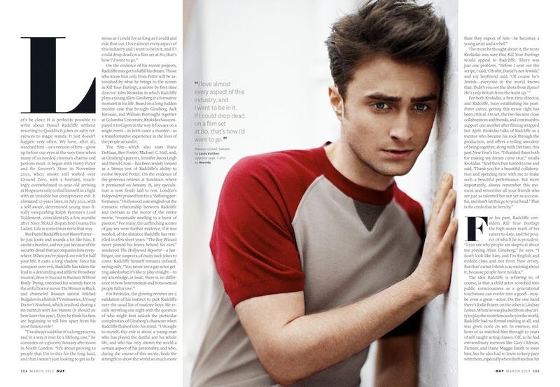 Daniel Radcliffe @ OUT Magazine March 2013